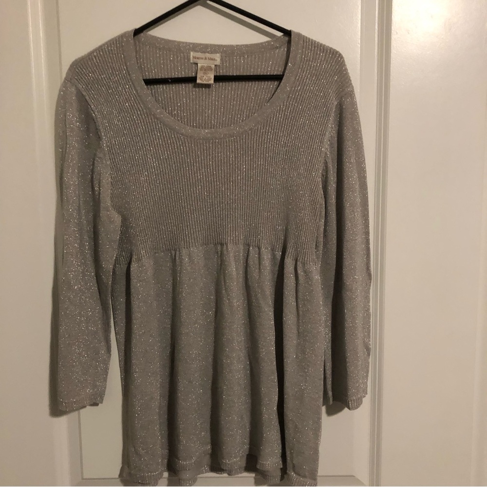 Monroe & Main Silver Sparkling Baby Doll Tunic. Size XL